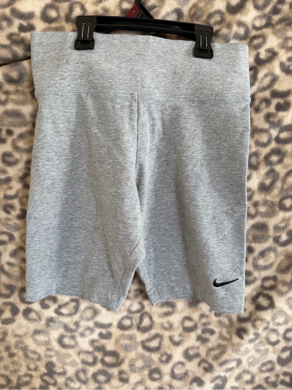Nike Gray Athletic Bike Shorts with Embroidered Black Swoosh